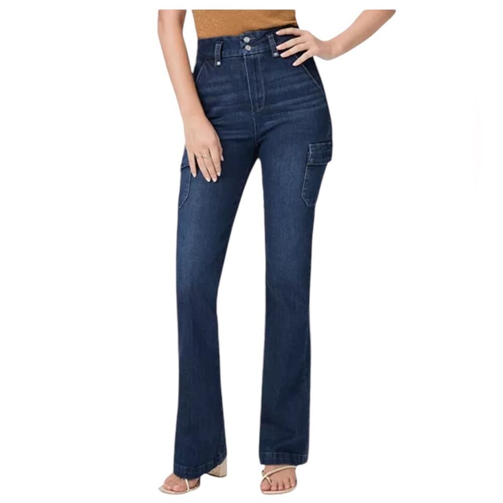 Paige Dion Cargo Pocket High Rise Bootcut Jeans in Gracielou NEW Size 28